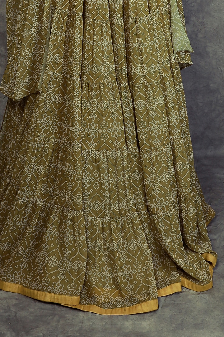 Olive Green Printed Wedding Lehenga Set by Neha khullar at Pernia's Pop Up Shop