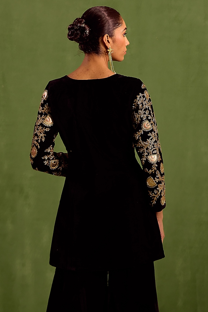 Black Velvet Wedding Sharara Set by Neha khullar at Pernia's Pop Up Shop