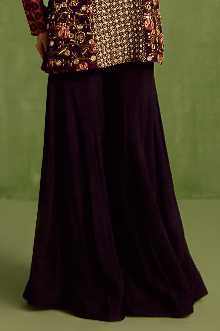 Black Viscose Chinon & Viscose Raw Silk Wedding Sharara Set by Neha khullar at Pernia's Pop Up Shop