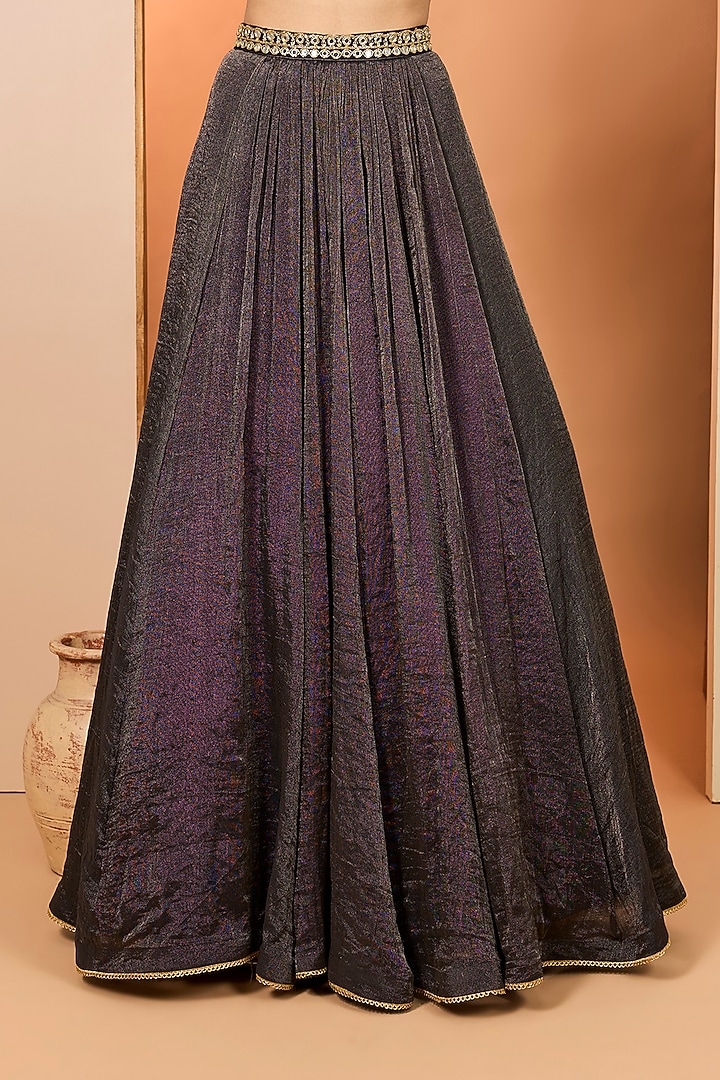 Black Pure Tissue Chanderi Wedding Lehenga Set by Neha khullar at Pernia's Pop Up Shop
