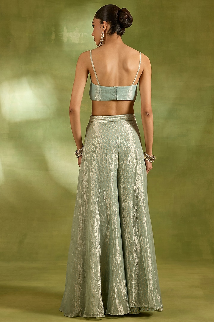 Sea Green Tissue & Brocade Wedding Sharara Set by Neha Khullar at Pernia's Pop Up Shop