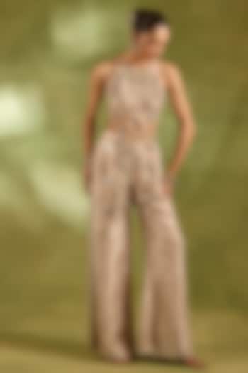 Ivory Tissue Tassels Embroidered Co-Ord Set by Neha Khullar at Pernia's Pop Up Shop