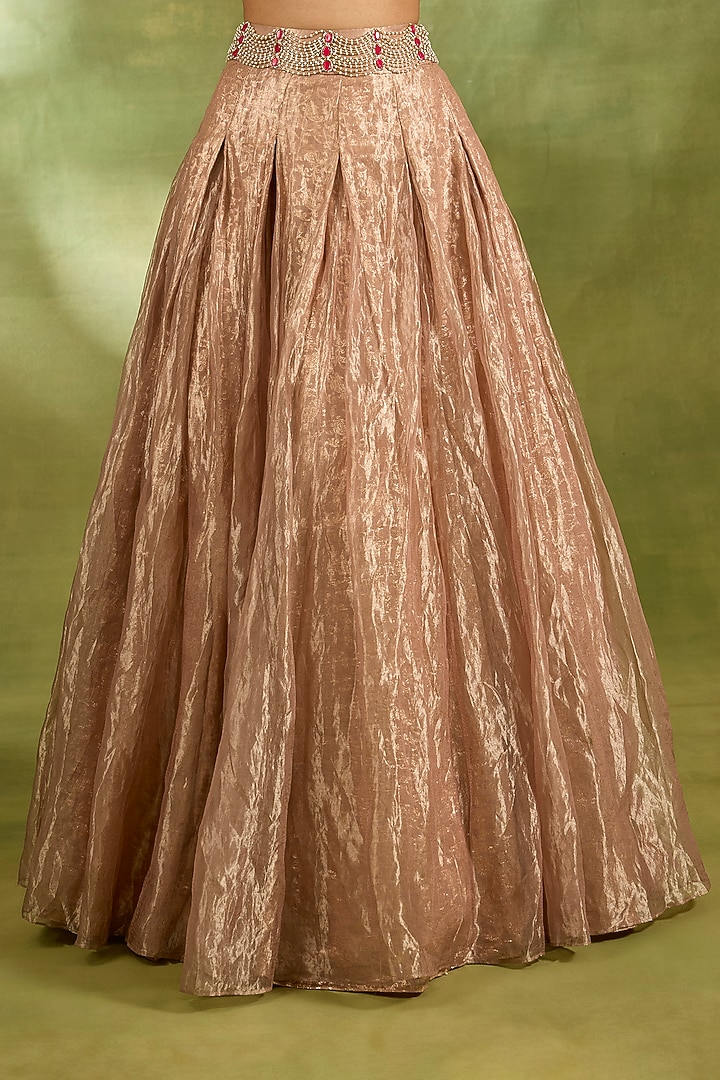 Pink Tissue Crystal Embroidered Wedding Lehenga Set by Neha Khullar at Pernia's Pop Up Shop