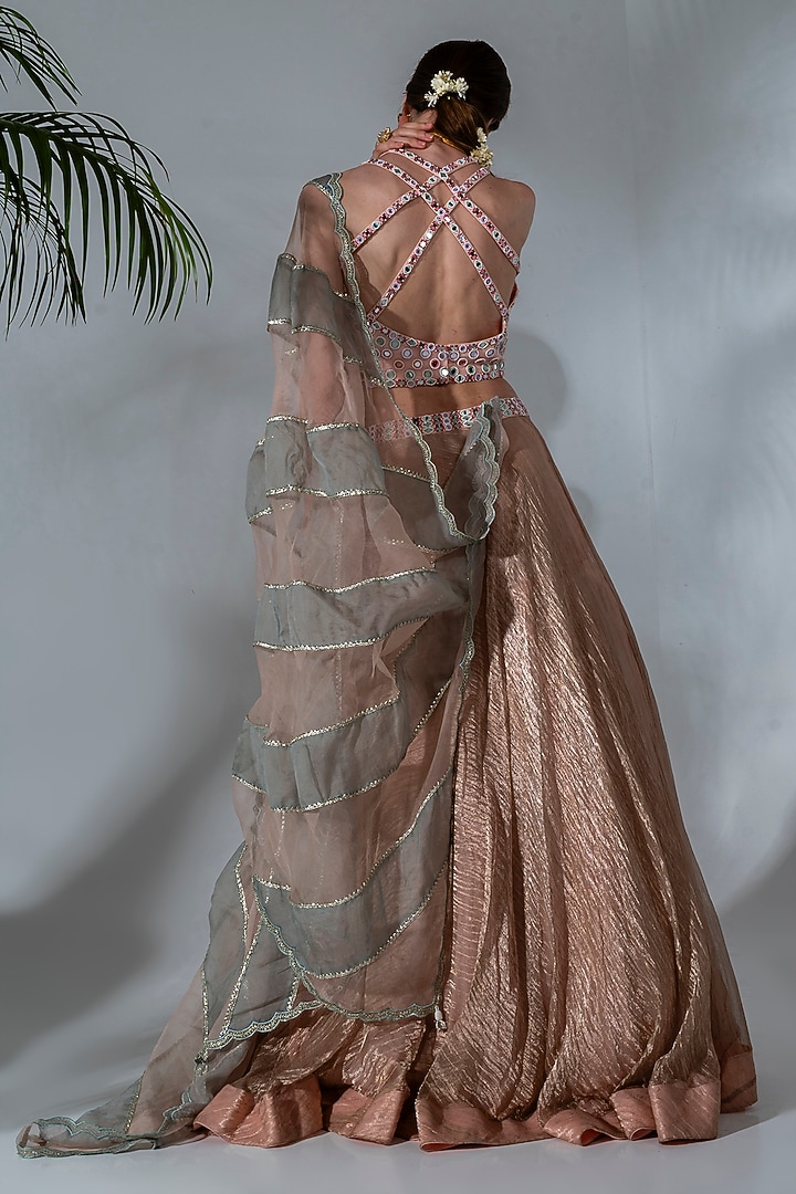 Pink Tissue Chanderi Wedding Lehenga Set by Neha Khullar at Pernia's Pop Up Shop