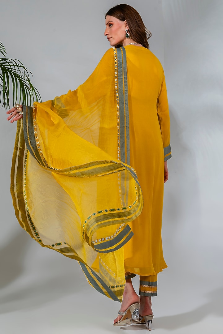 Yellow Georgette Gharara Set by Neha Khullar at Pernia's Pop Up Shop