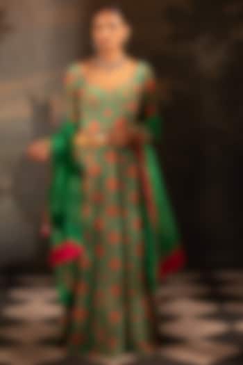 Green Georgette Party Wear Anarkali Set by Neha Khullar at Pernia's Pop Up Shop