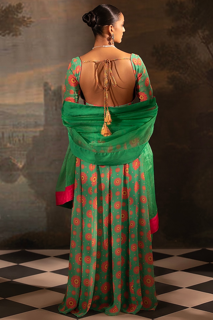 Green Georgette Party Wear Anarkali Set by Neha Khullar at Pernia's Pop Up Shop