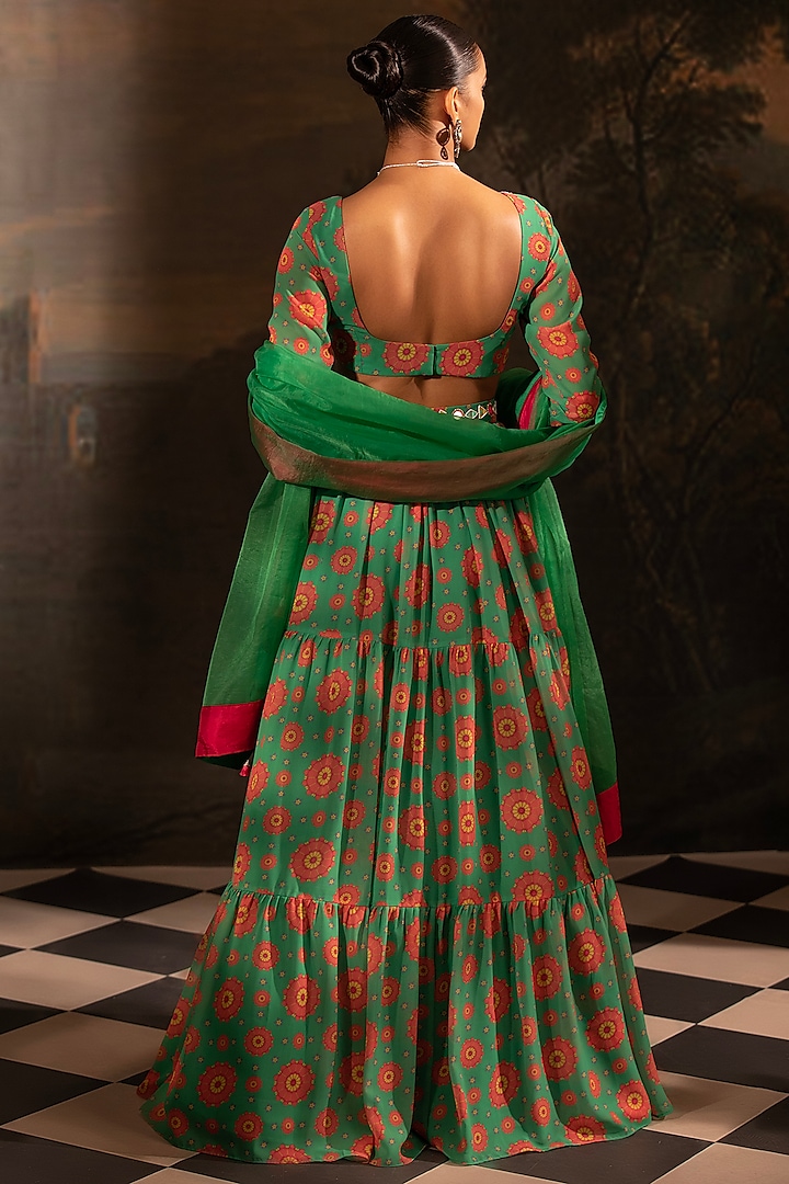 Green Georgette Wedding Lehenga Set by Neha Khullar at Pernia's Pop Up Shop