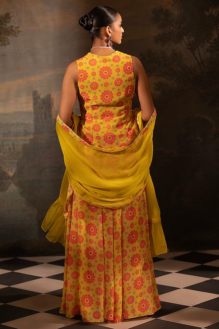 Yellow Georgette Party Wear Sharara Set by Neha Khullar at Pernia's Pop Up Shop