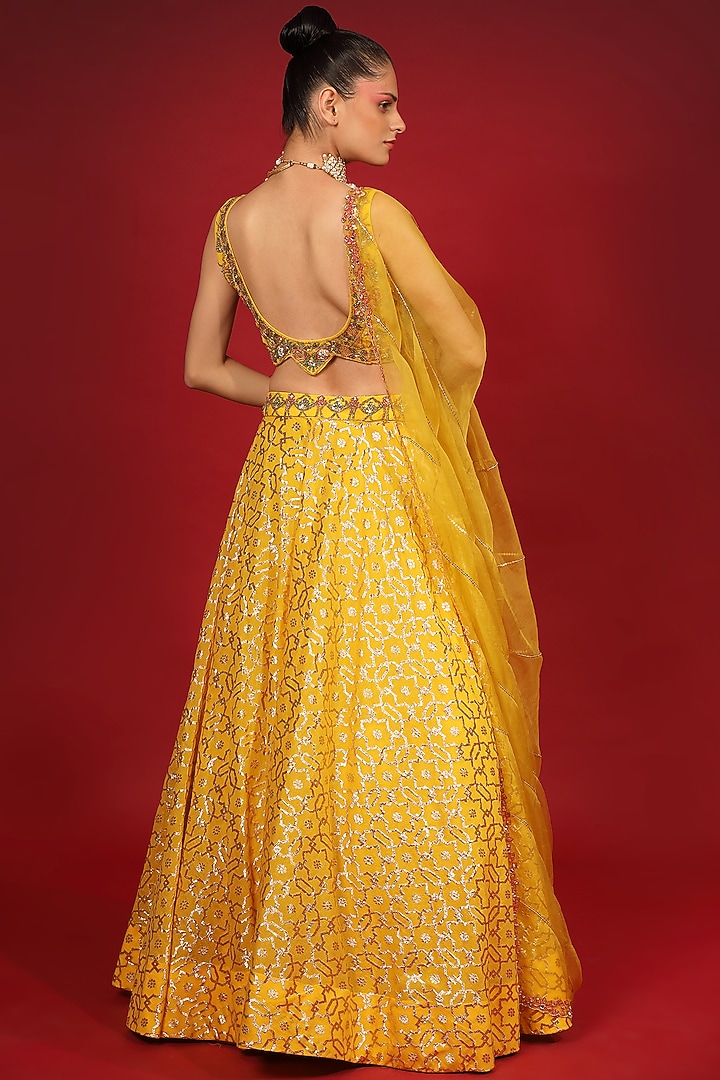 Yellow Wedding Lehenga Set With Embroidery by Neha khullar at Pernia's Pop Up Shop