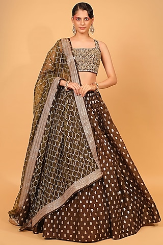 Mehendi Green Embroidered Lehenga Set by Neha khullar