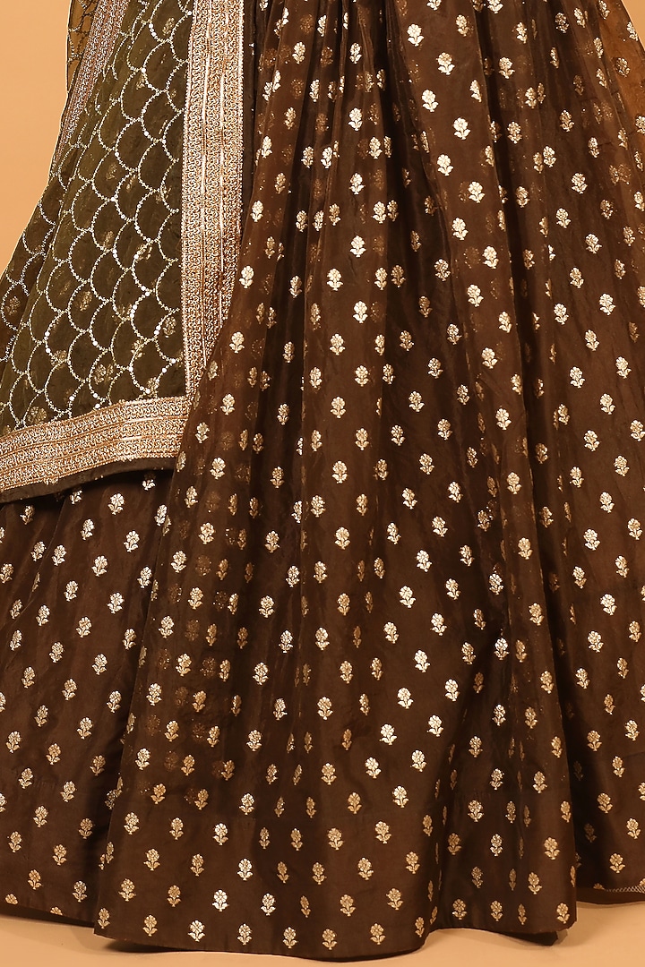 Mehendi Green Embroidered Wedding Lehenga Set by Neha khullar at Pernia's Pop Up Shop