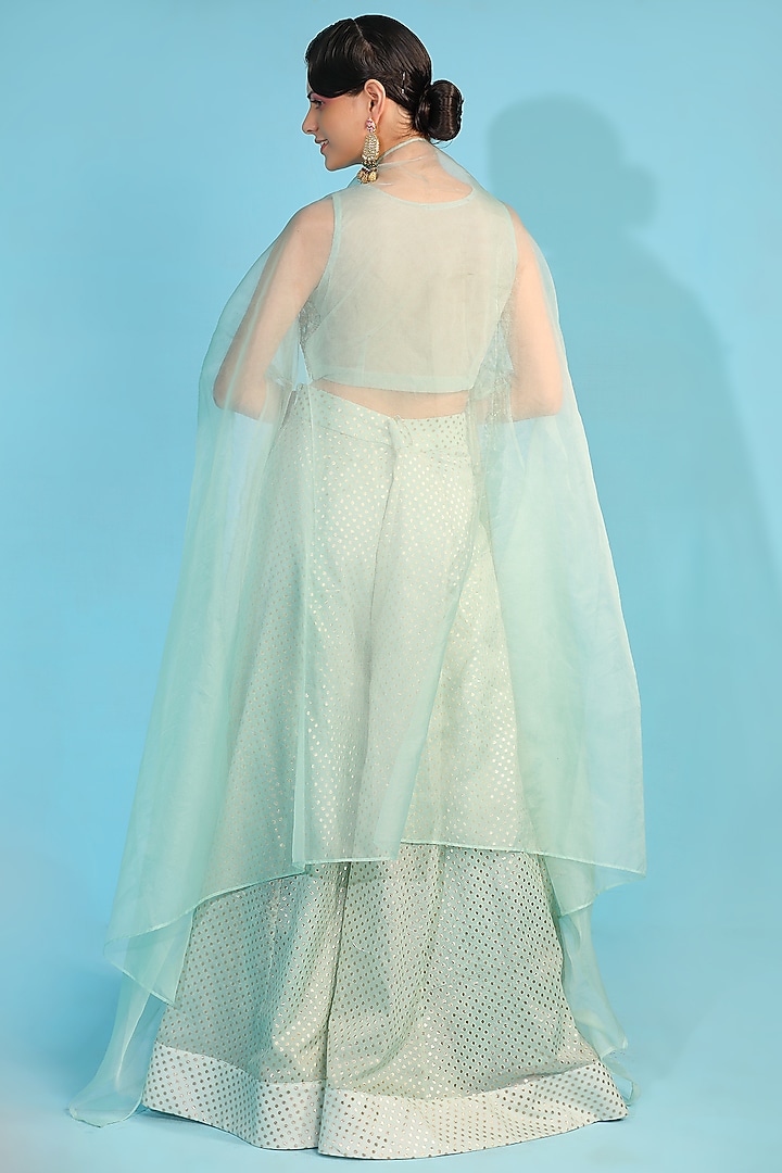 Sky Blue Embroidered Cape Set by Neha khullar at Pernia's Pop Up Shop