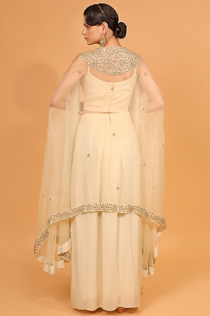 White Crepe Dhoti Set by Neha khullar at Pernia's Pop Up Shop