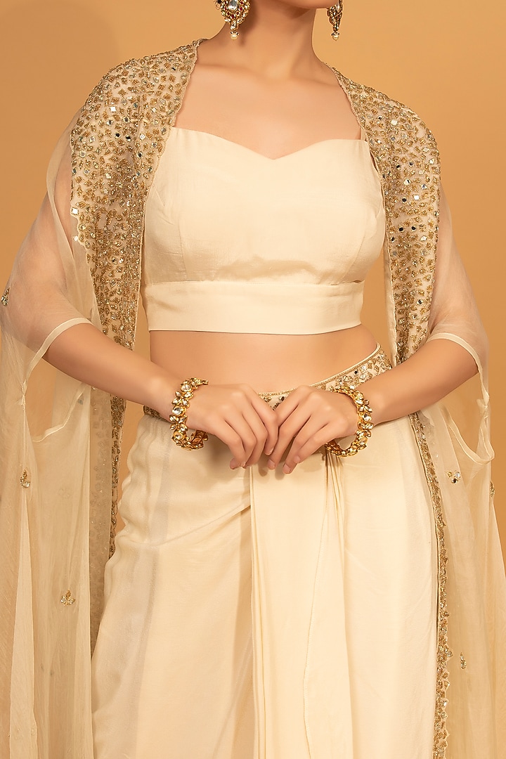 White Crepe Dhoti Set by Neha khullar at Pernia's Pop Up Shop