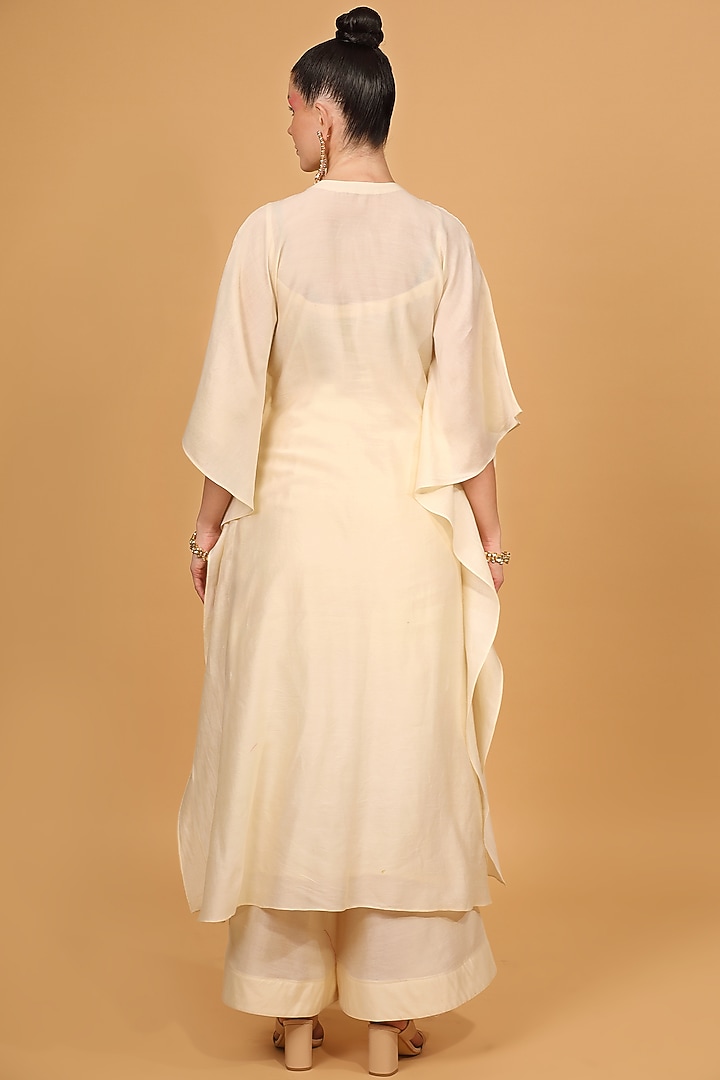 White Embroidered Kaftan Set by Neha khullar at Pernia's Pop Up Shop