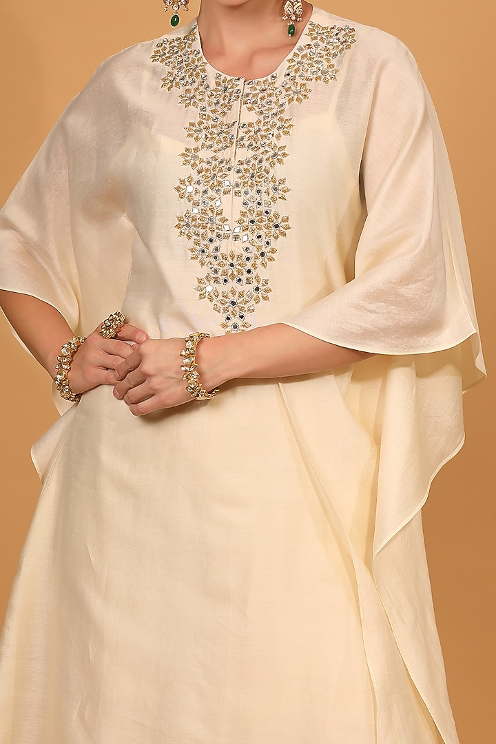White Embroidered Kaftan Set by Neha khullar at Pernia's Pop Up Shop