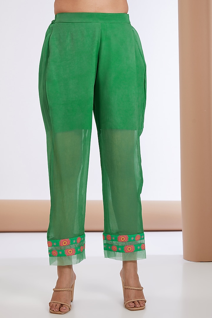 Green Georgette Printed & Embellished Party Wear Anarkali Set by Neha khullar at Pernia's Pop Up Shop
