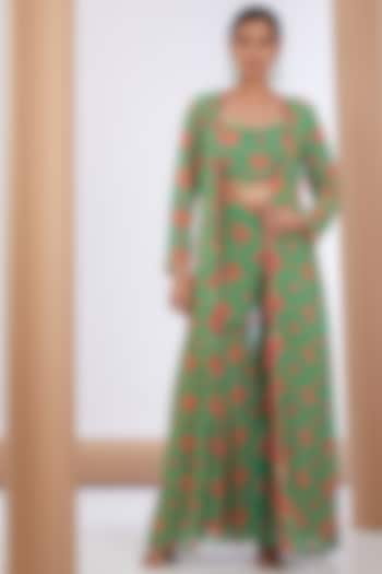 Green Georgette Printed Cape Set by Neha khullar