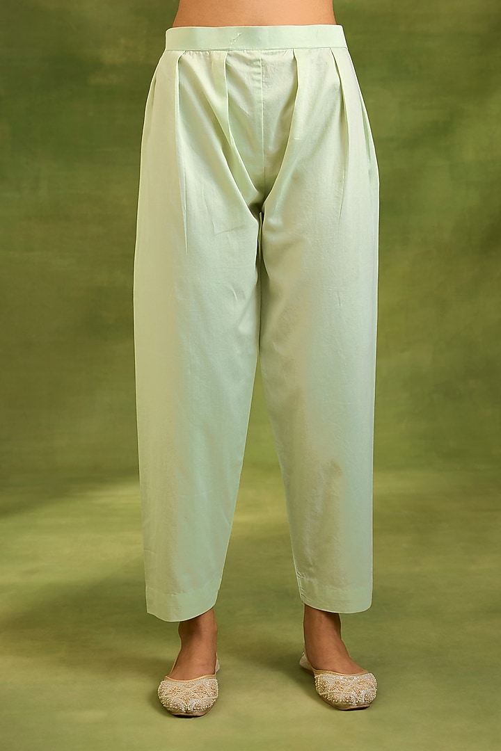 Mint Green Chanderi Silk Sequin Embroidered Kurta Set by Neha khullar at Pernia's Pop Up Shop