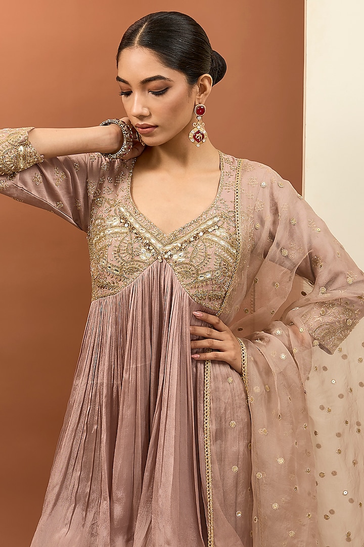 Pink Viscose Chiffon Wedding Sharara Set by Neha khullar at Pernia's Pop Up Shop