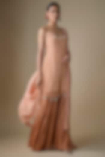 Almond Beige Viscose Chiffon Geometric Printed Party Wear Sharara Set by Neha khullar at Pernia's Pop Up Shop