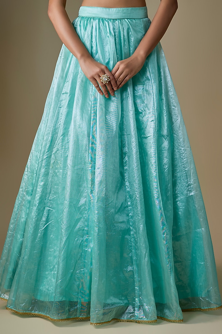 Blue Tissue Dori Embroidered Wedding Lehenga Set by Neha khullar at Pernia's Pop Up Shop