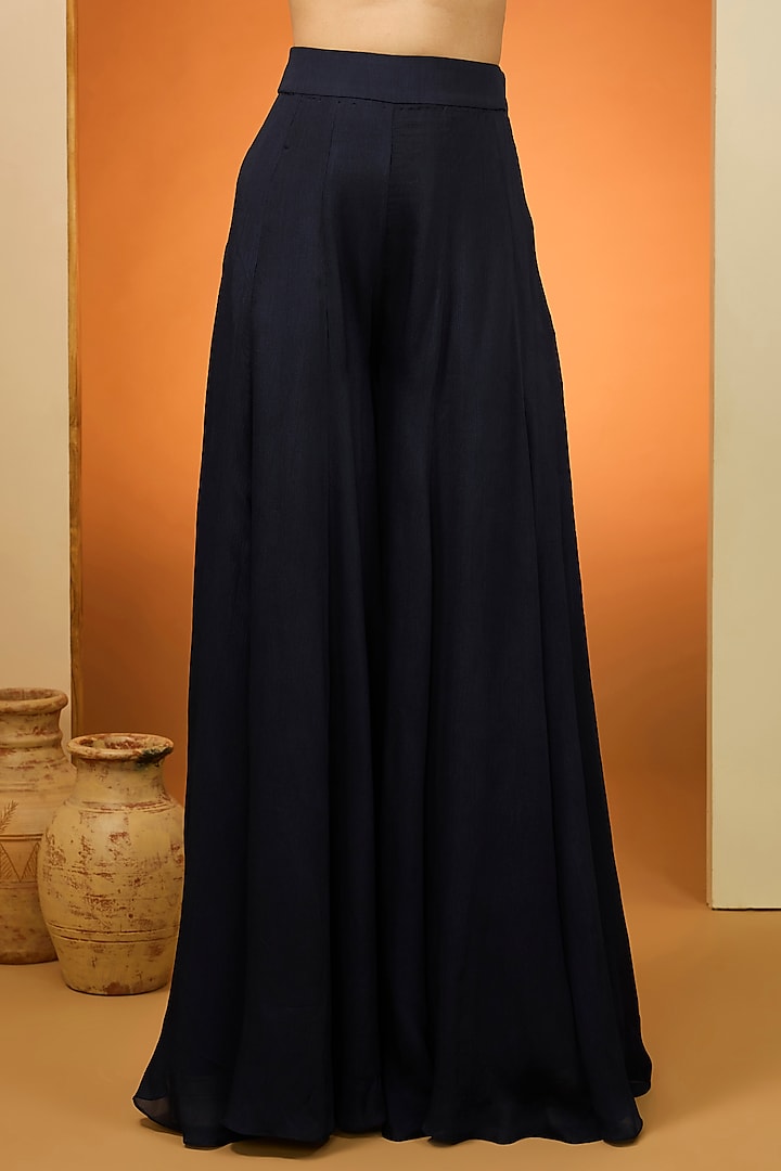 Blue Viscose Chinon Wedding Sharara Set by Neha Khullar at Pernia's Pop Up Shop