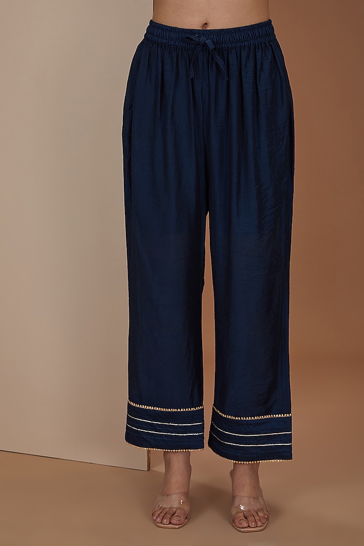Blue Viscose Chinon & Mul Digital Printed Short Kurta Set by Neha khullar at Pernia's Pop Up Shop