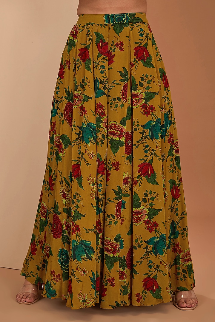 Mustard Viscose Chinon & Mul Digital Printed Party Wear Sharara Set by Neha khullar at Pernia's Pop Up Shop