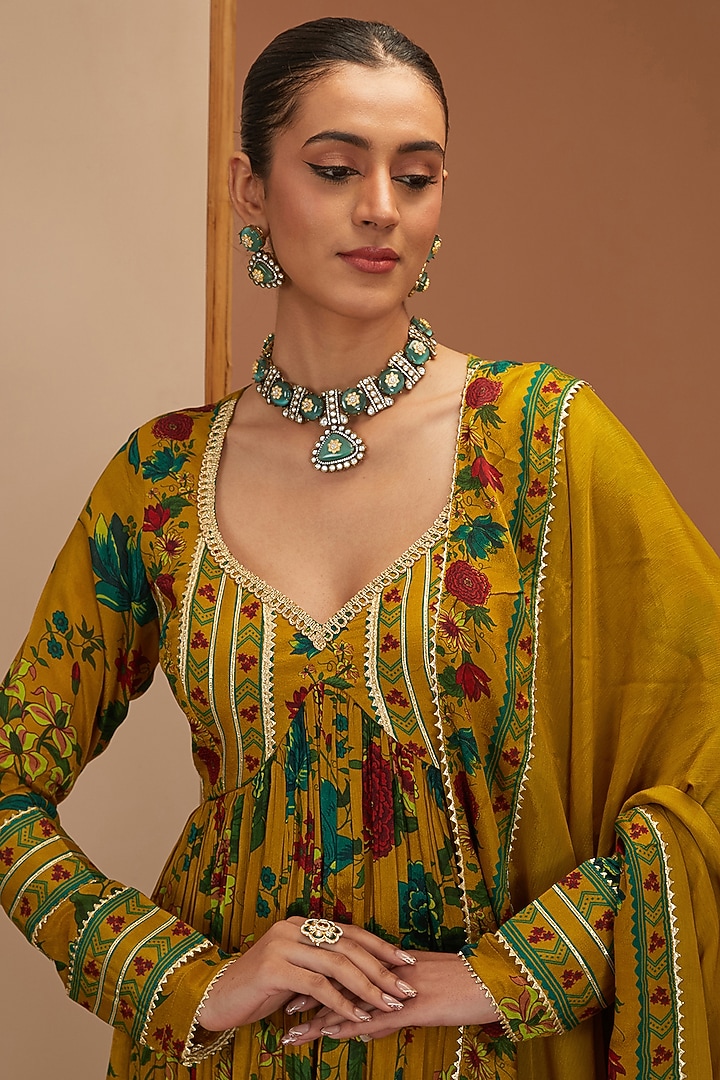 Mustard Viscose Chinon & Mul Digital Printed Party Wear Sharara Set by Neha khullar at Pernia's Pop Up Shop