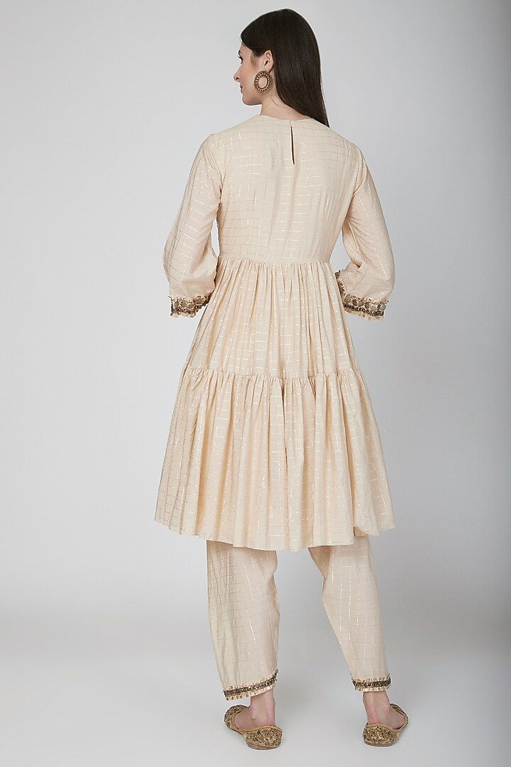 Beige Sequins Embroidered Kurta Set by Neha & Tarun at Pernia's Pop Up Shop