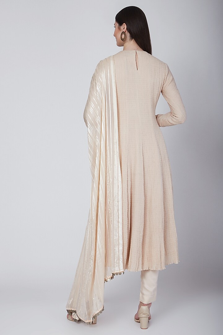 Light Beige Zardosi Embroidered Kurta Set by Neha & Tarun at Pernia's Pop Up Shop
