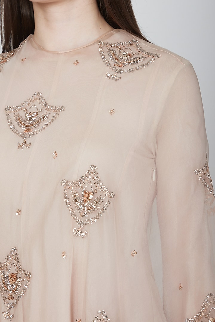 Blush Pink Embroidered Wedding Anarkali Set by Neha & Tarun at Pernia's Pop Up Shop