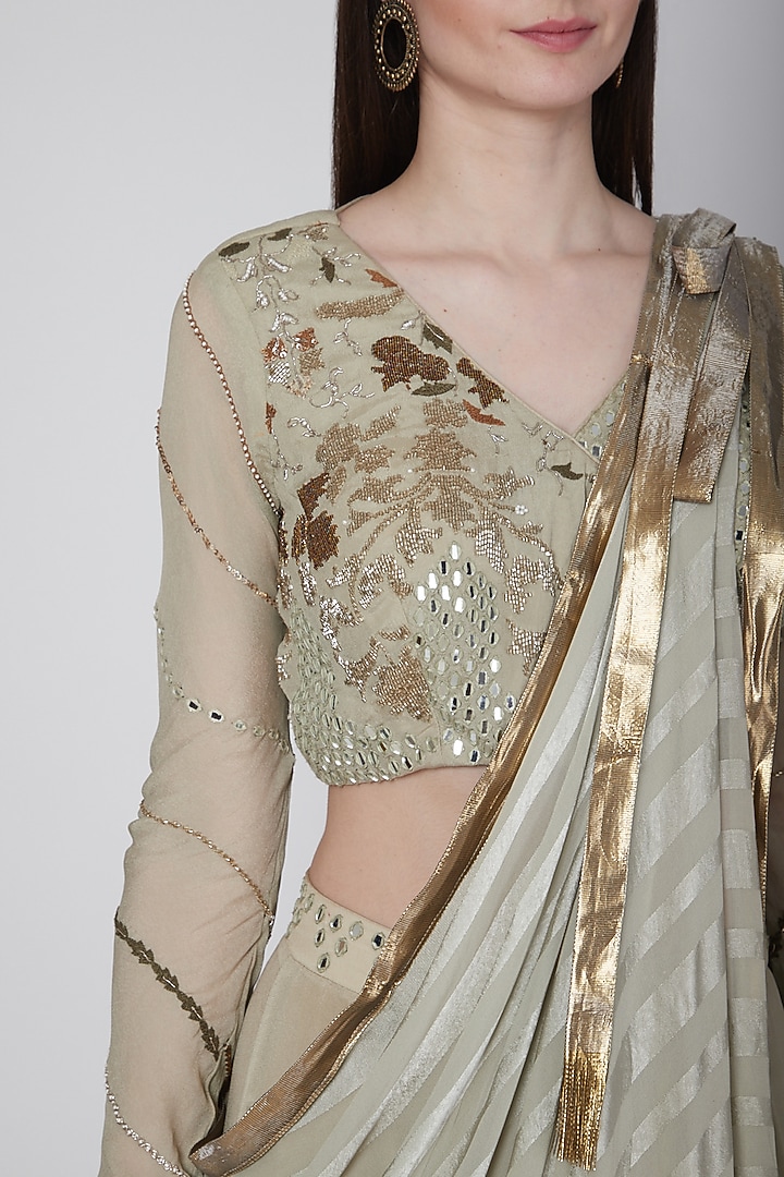 Olive Green Embroidered Wedding Lehenga Set by Neha & Tarun at Pernia's Pop Up Shop