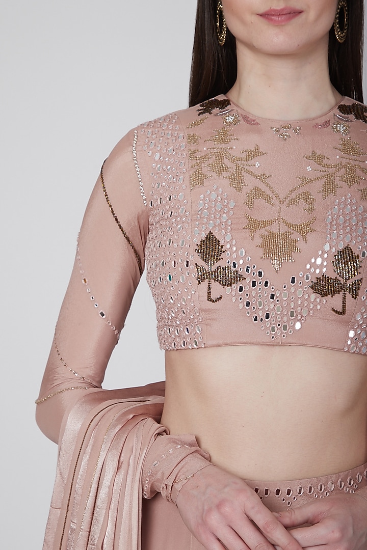Blush Pink Hand Embroidered Wedding Lehenga Set by Neha & Tarun at Pernia's Pop Up Shop