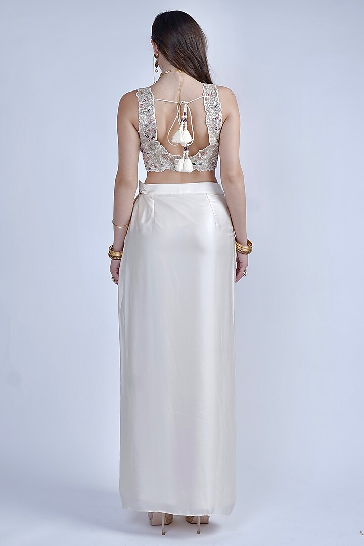 White Bemberg & Georgette Dhoti Skirt Set by Neha & Tarun at Pernia's Pop Up Shop