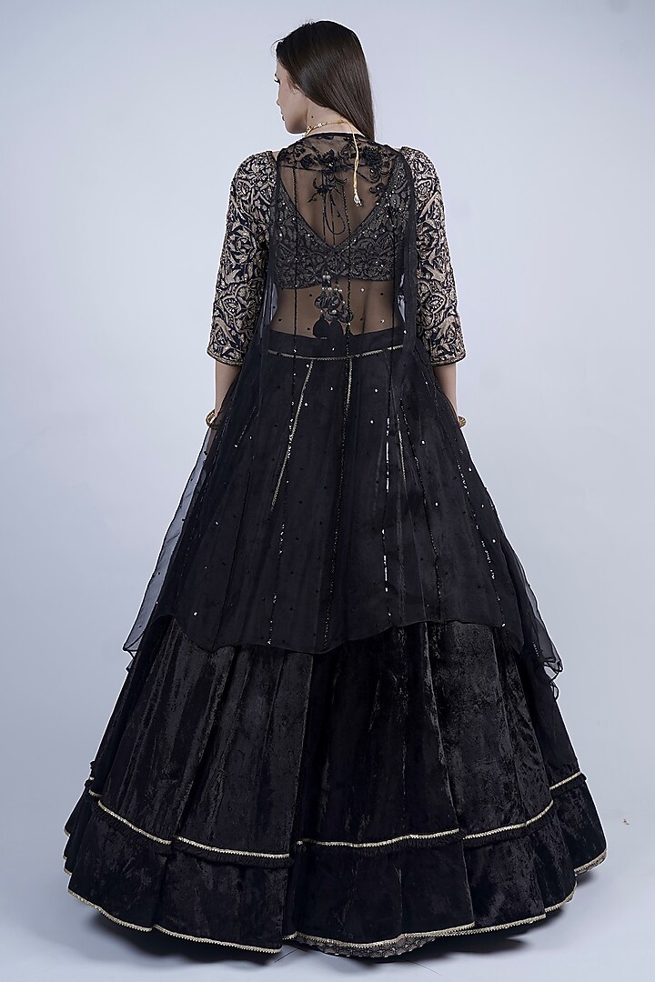 Black Velvet Wedding Lehenga Set by Neha & Tarun at Pernia's Pop Up Shop