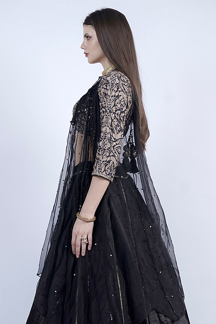 Black Velvet Wedding Lehenga Set by Neha & Tarun at Pernia's Pop Up Shop