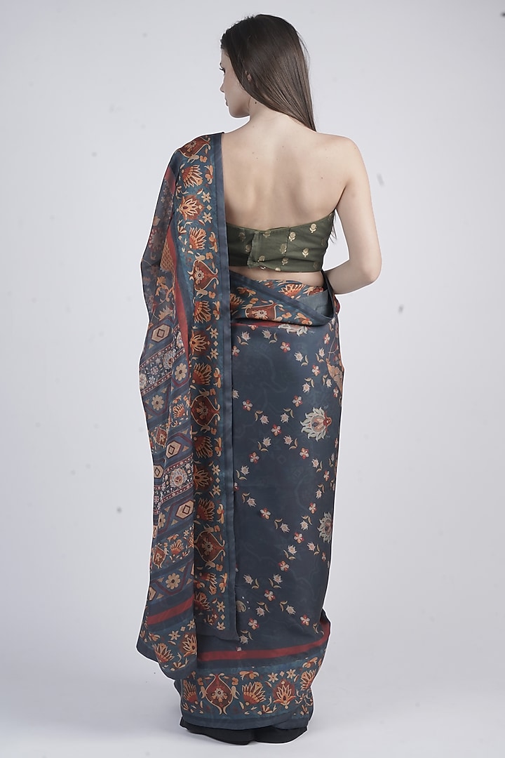 Green Chanderi Printed Party Wear Saree Set by Neha & Tarun at Pernia's Pop Up Shop