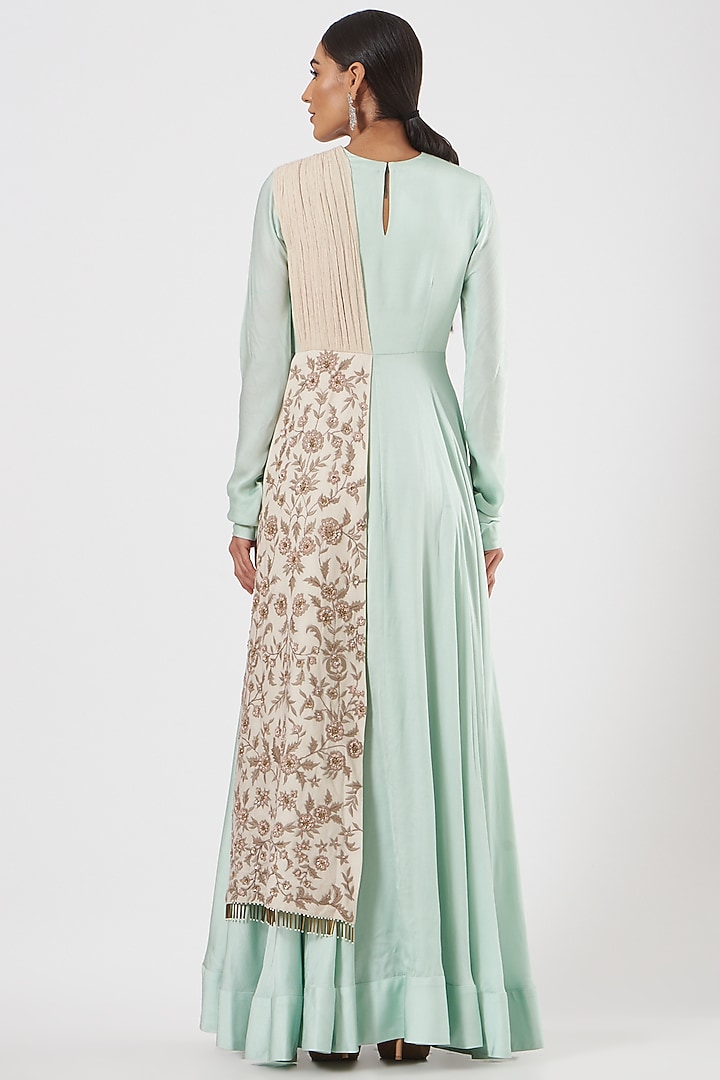 Sky Blue Bemberg Silk Gown by Neha & Tarun at Pernia's Pop Up Shop