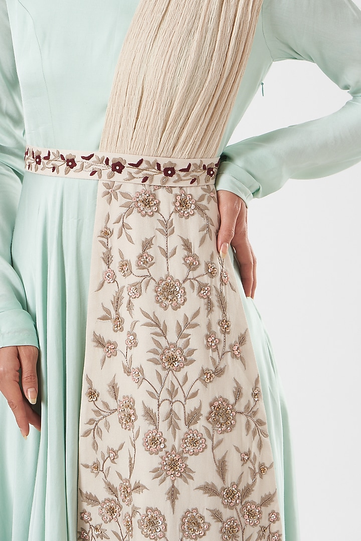 Sky Blue Bemberg Silk Gown by Neha & Tarun at Pernia's Pop Up Shop
