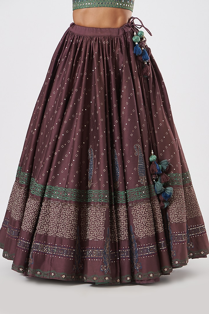 Wine Embroidered Wedding Lehenga Set by Neha & Tarun at Pernia's Pop Up Shop