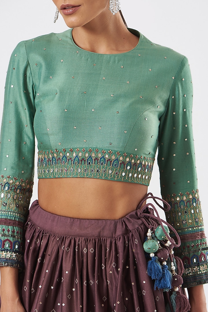 Wine Embroidered Wedding Lehenga Set by Neha & Tarun at Pernia's Pop Up Shop