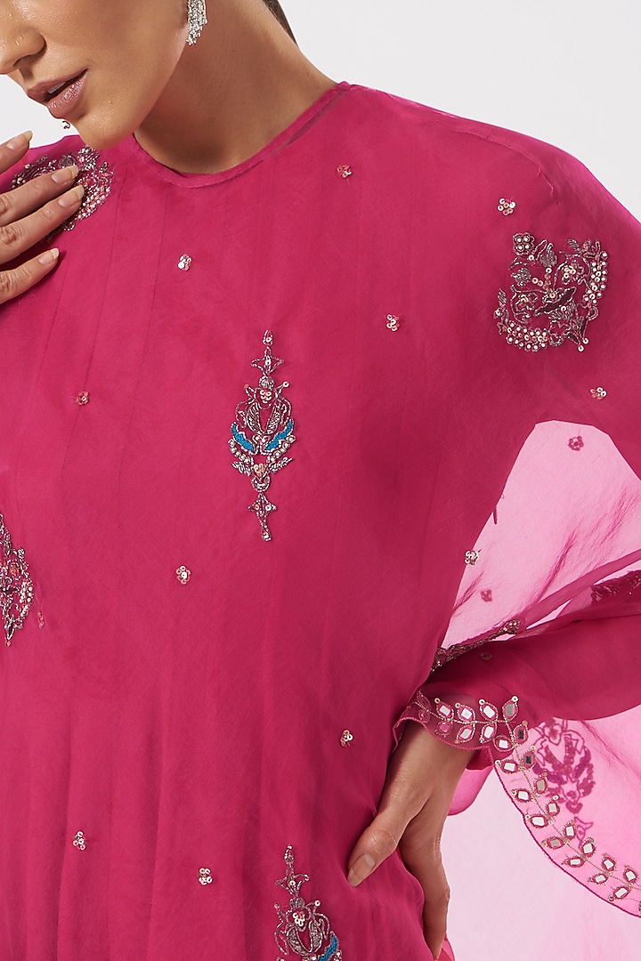 Fuchsia Georgette Embroidered Wedding Anarkali Set by Neha & Tarun at Pernia's Pop Up Shop