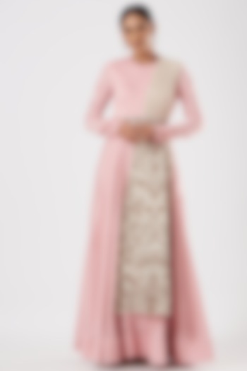 Blush Pink Embroidered Gown by Neha & Tarun