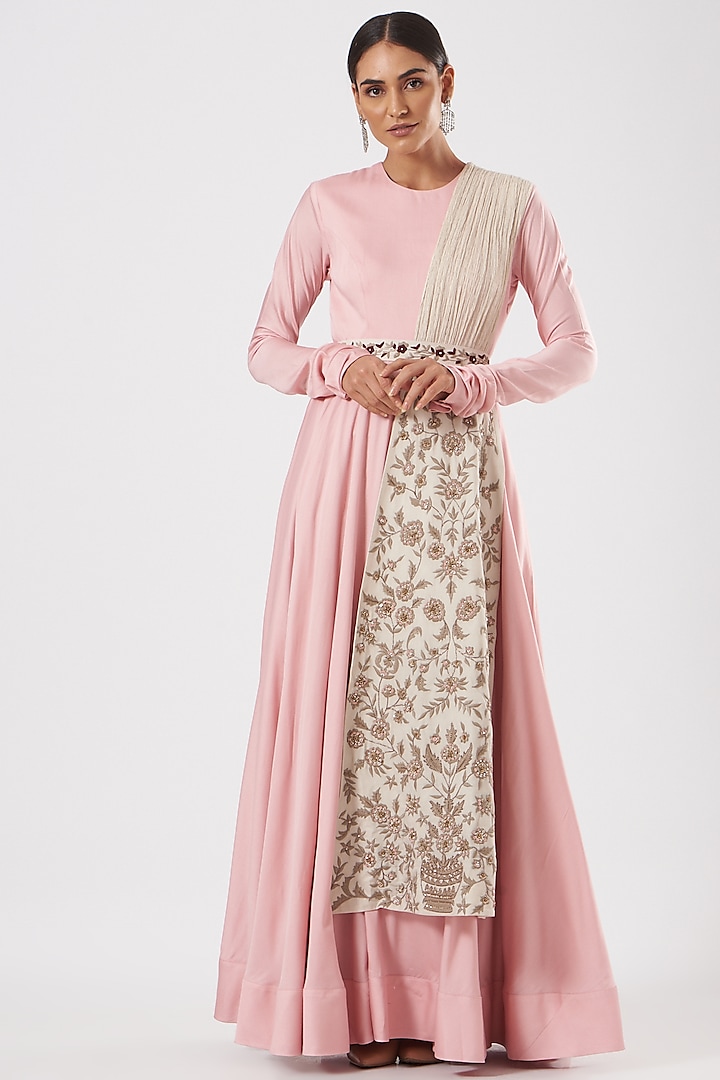 Blush Pink Embroidered Gown by Neha & Tarun