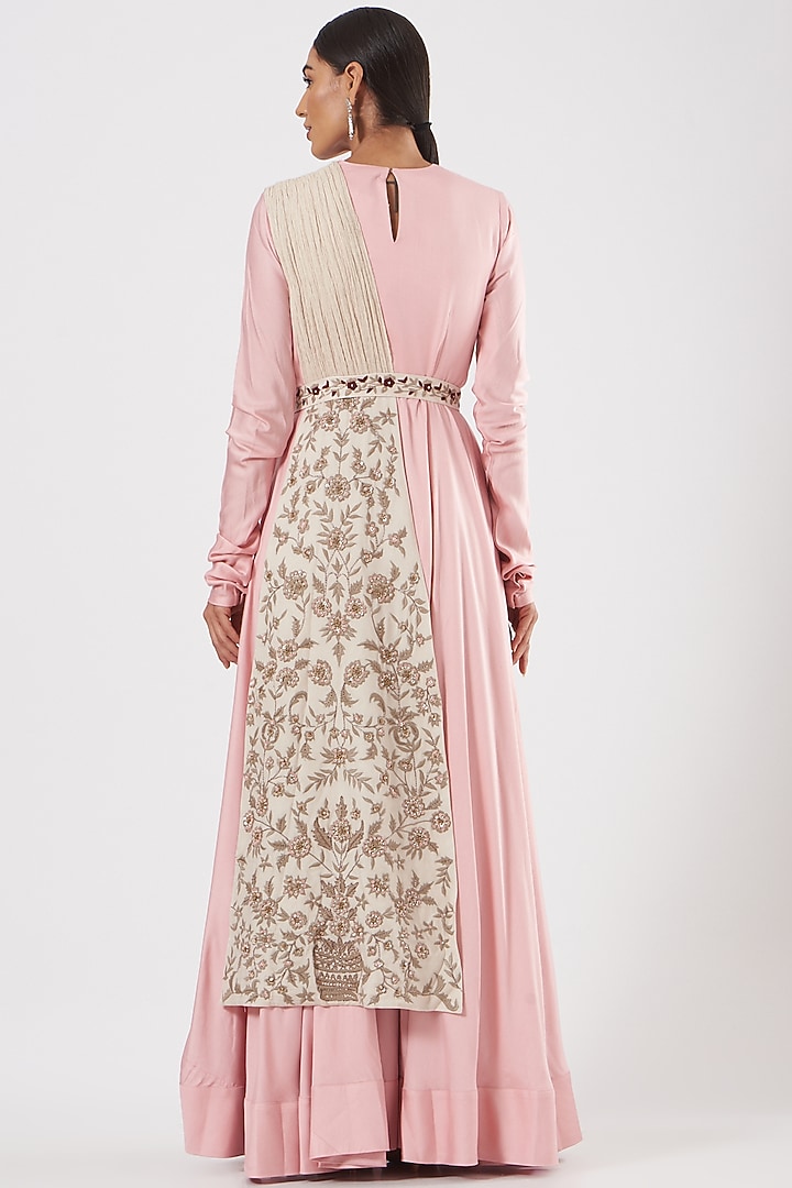 Blush Pink Embroidered Gown by Neha & Tarun at Pernia's Pop Up Shop