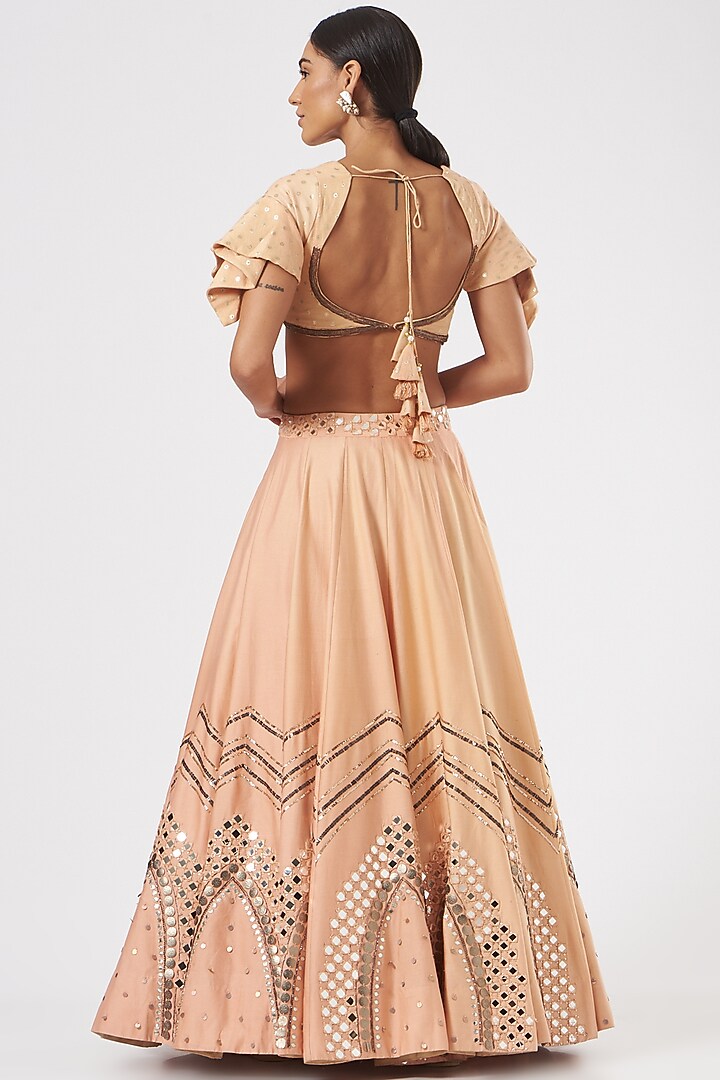 Peach Embroidered Wedding Lehenga Set by Neha & Tarun at Pernia's Pop Up Shop