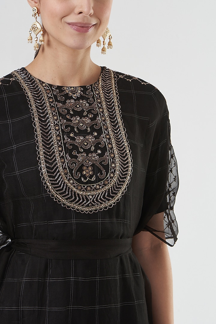 Black Chanderi Wedding Sharara Set by Neha & Tarun at Pernia's Pop Up Shop